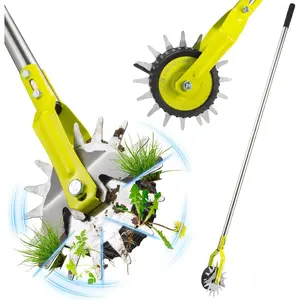 58-Inch Manual Edger Lawn Tool, Wheel Rotary Edger, Adjustable 4-Section Stainless Steel Handle & Cushion Grip, Rust-Resistant for Sidewalk, Driveway, Garden, Landscaping