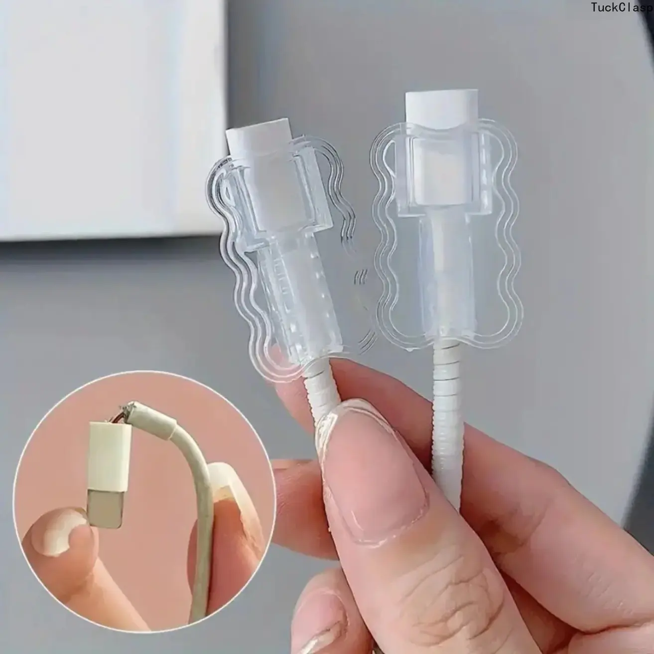 10 Pack Clear Wavy Edge Cable Saver Protector, Anti-Break Charging Cord Tip Cover, Prevent Wire Fraying Protective Sleeve Compatible with iPhone Lightning & USB-C Charger Cables, Practical Charging Cable Accessory