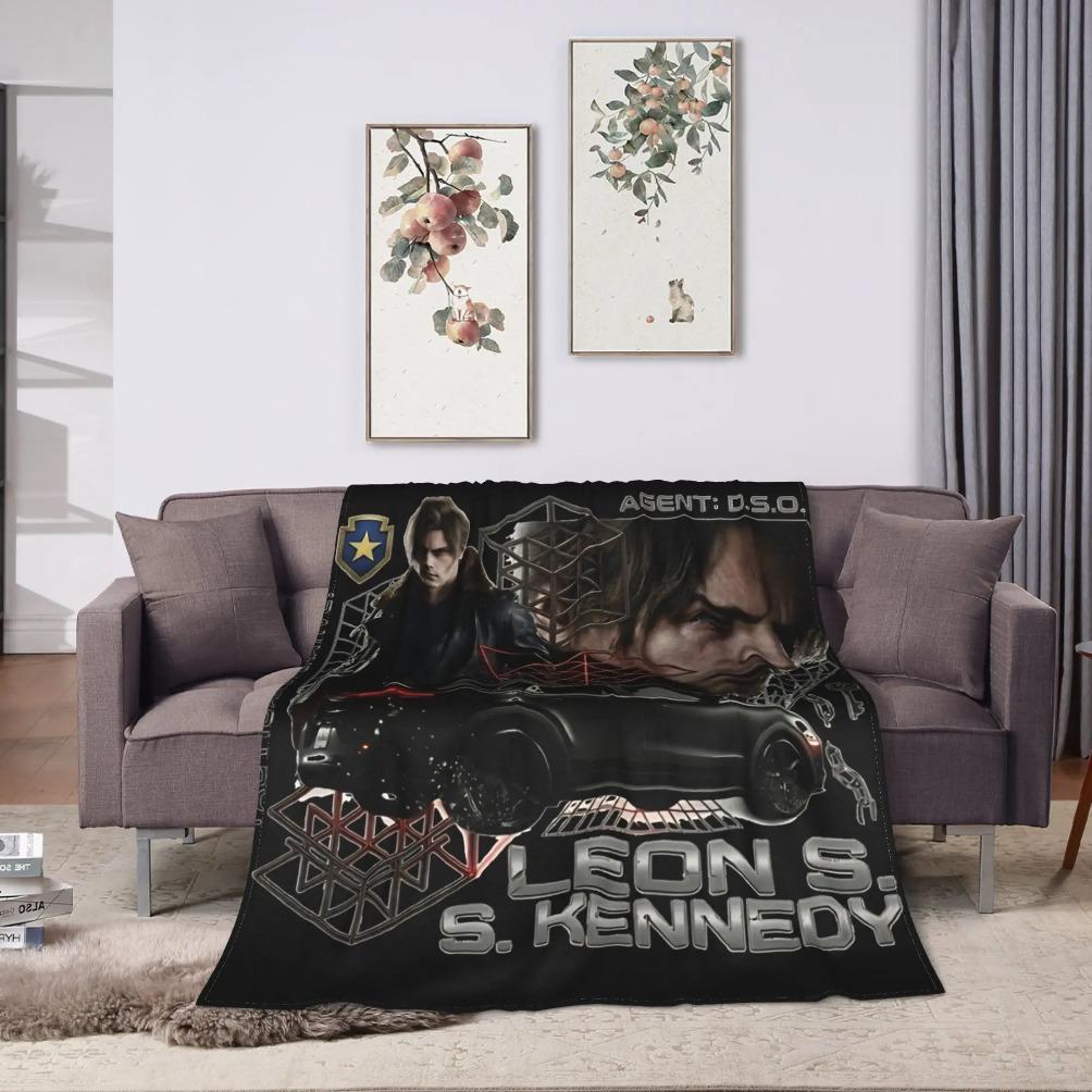 Residents Evils Leon S. Kennedy Throw Blanket Super Soft Pattern Blanket  For Living Room Camping Flannel Bedspread Bed Cover A multi-functional and beautiful blanket suitable for decoration, use and as a gift. Add some fun to your home