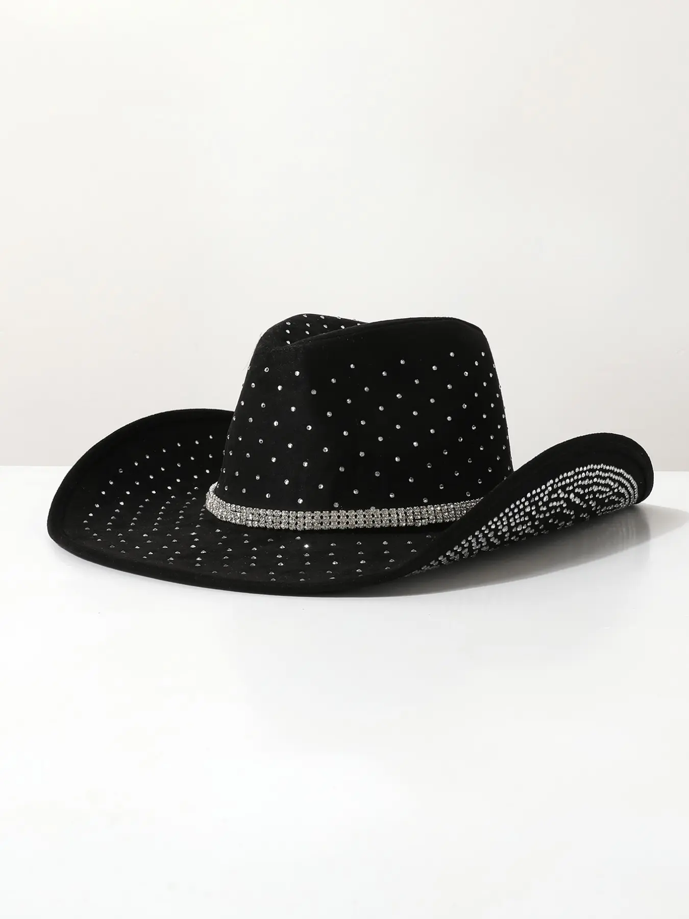 Women's Leather Hat with Rhinestones, Boho Style Western Cowboy Hat, Cowgirl Hat, Vaquero Hat, Perfect for Music Festivals, Retro Parties, Costume Nights, All Seasons