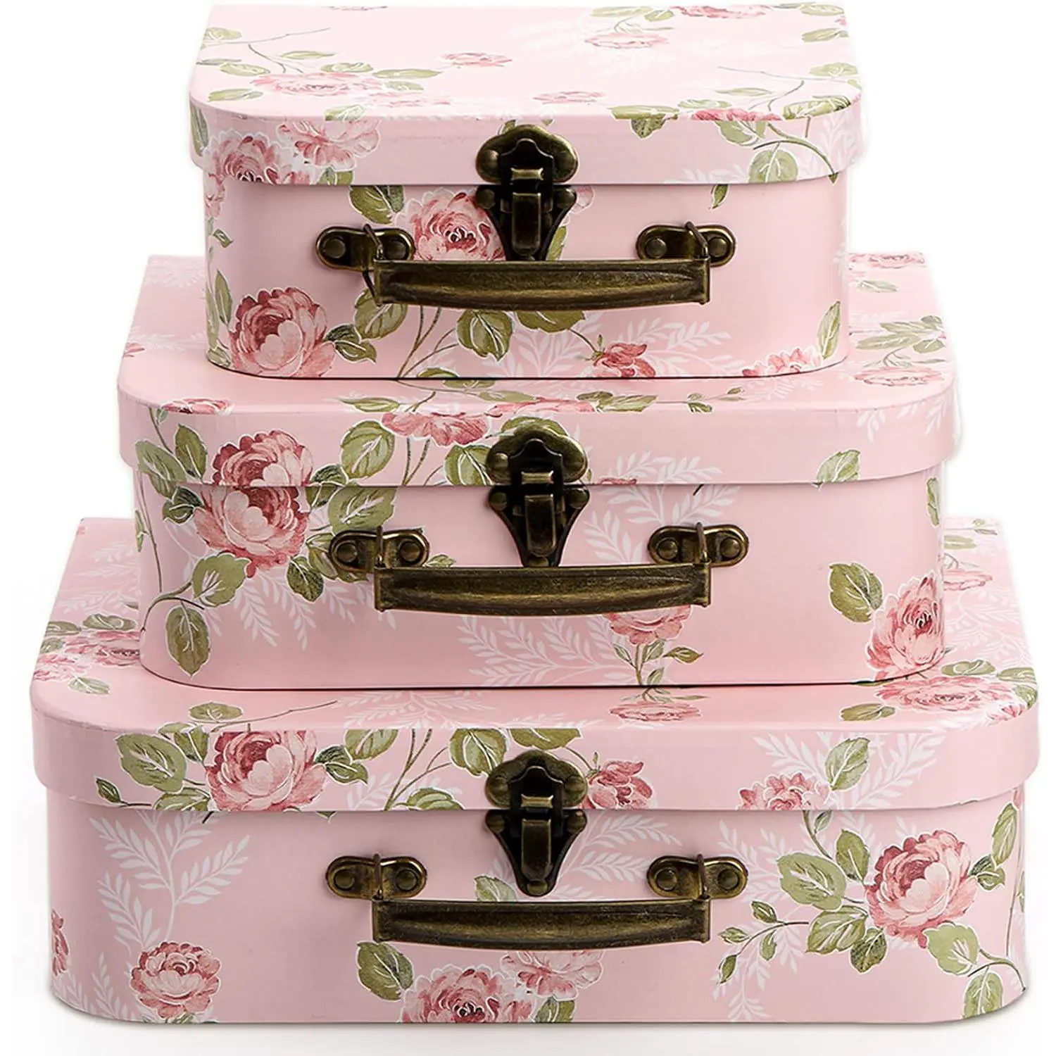 3 Pack Paperboard Suitcases Storage Box Decorative Storage Boxes  Boxes With  for Photo Storage  Decoration, Wedding, Birthday, Anniversary,