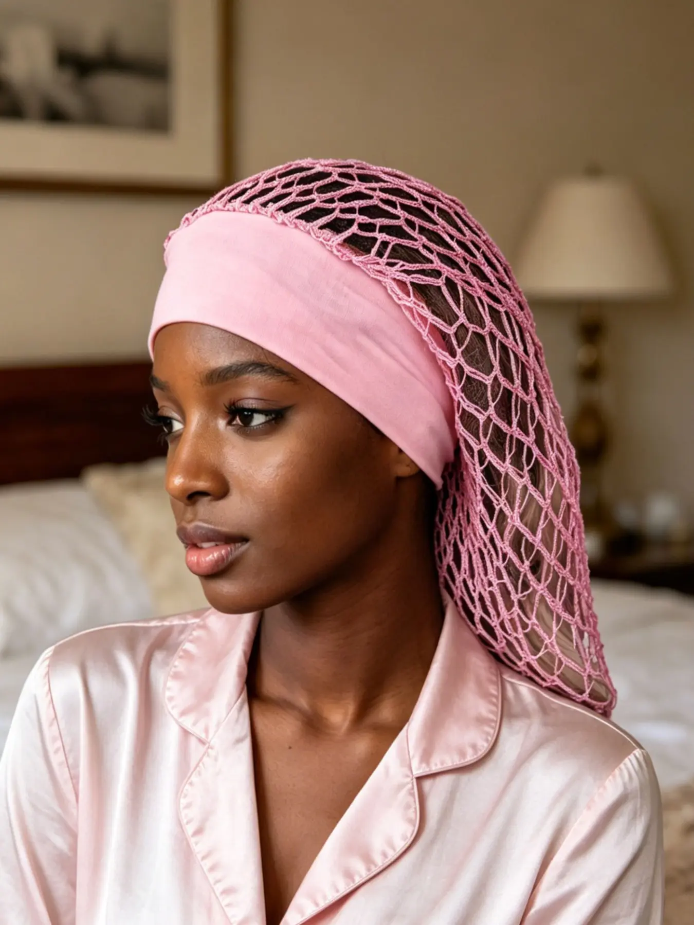 Long Crochet Hair Net Sleep Cap, Breathable Ventilated Sleeping Hat, Elastic Long Hair Hat, Women's Knit Cap, Comfort Night Head Cover, Sleeping Bonnet, Sleep Bonnets