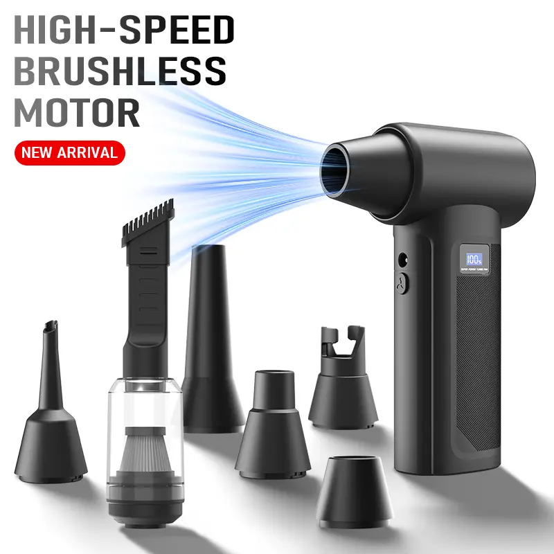 Portable Air Blower Turbo Fan Rechargeable Handheld Air Duster for Dust Cleaning PC Keyboard Car Interior Use