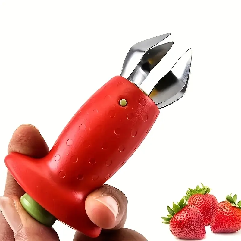 1pcs Strawberry Slicer and Peeling Set, Uncharged PP Polypropylene Strawberry Slicer and Stem Removal Tool with Stainless Steel Blade for Kitchen Gadgets Must-have