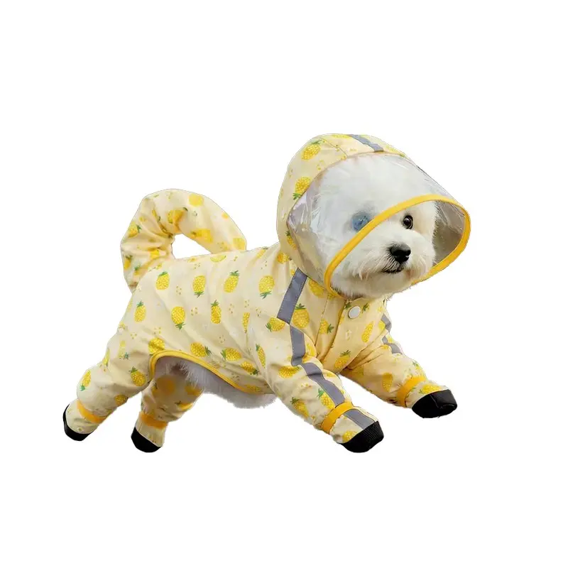 Dog Raincoat with Harness, Full-Body Waterproof Pet Coat, Four-Legged Protective Gear, Easy-To-Wear Dog Clothing, Ideal for Wet Weather