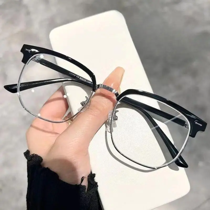 Blue Light Blocking UV Protective Vintage Browline Glasses for Men & Women, Bendable Fashion Eyewear for Daily Wear & Long Screen Use