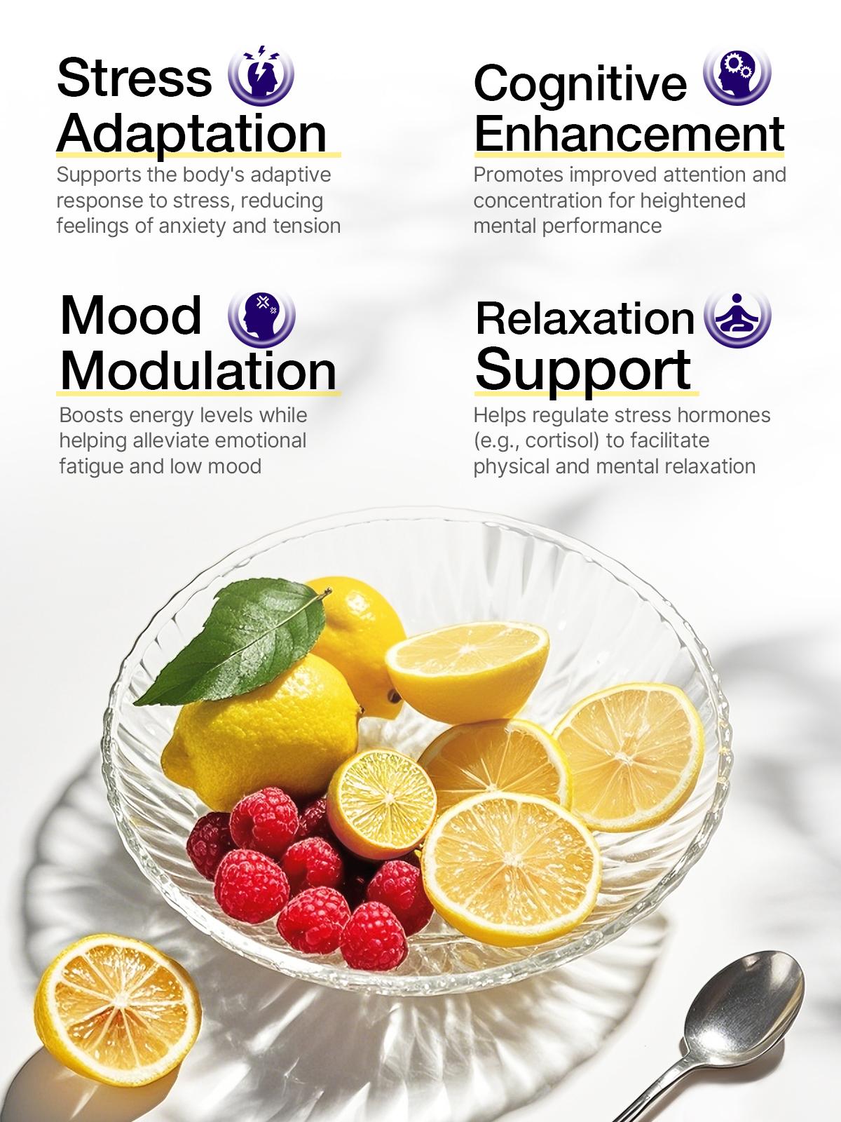 Super Calming Calming Powder Drink Mix Relaxation Stress Relief Cognitive Function Improvement Focus Enhancement Stress Management Immune Boosting Raspberry Lemonade Flavor Daily Stress Solution Suitable for Adults