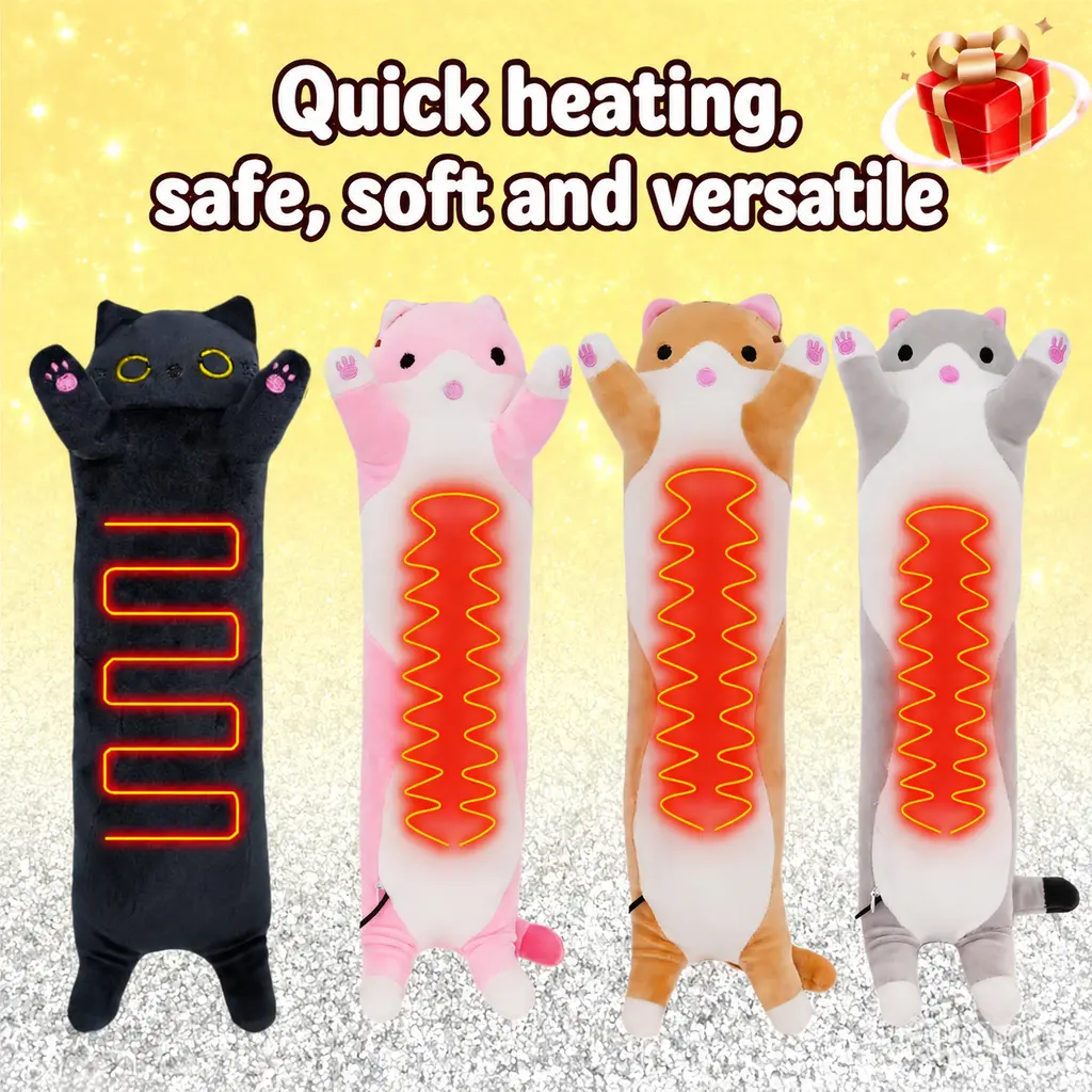 Cute Cat Heating Pad For Period Cramps – USB Electric Heat Pad For Menstrual Pain Relief| Portable Stuffed Animal Gift For Women/Girls/Kids (Perfect For Birthday/Easter/Christmas!)