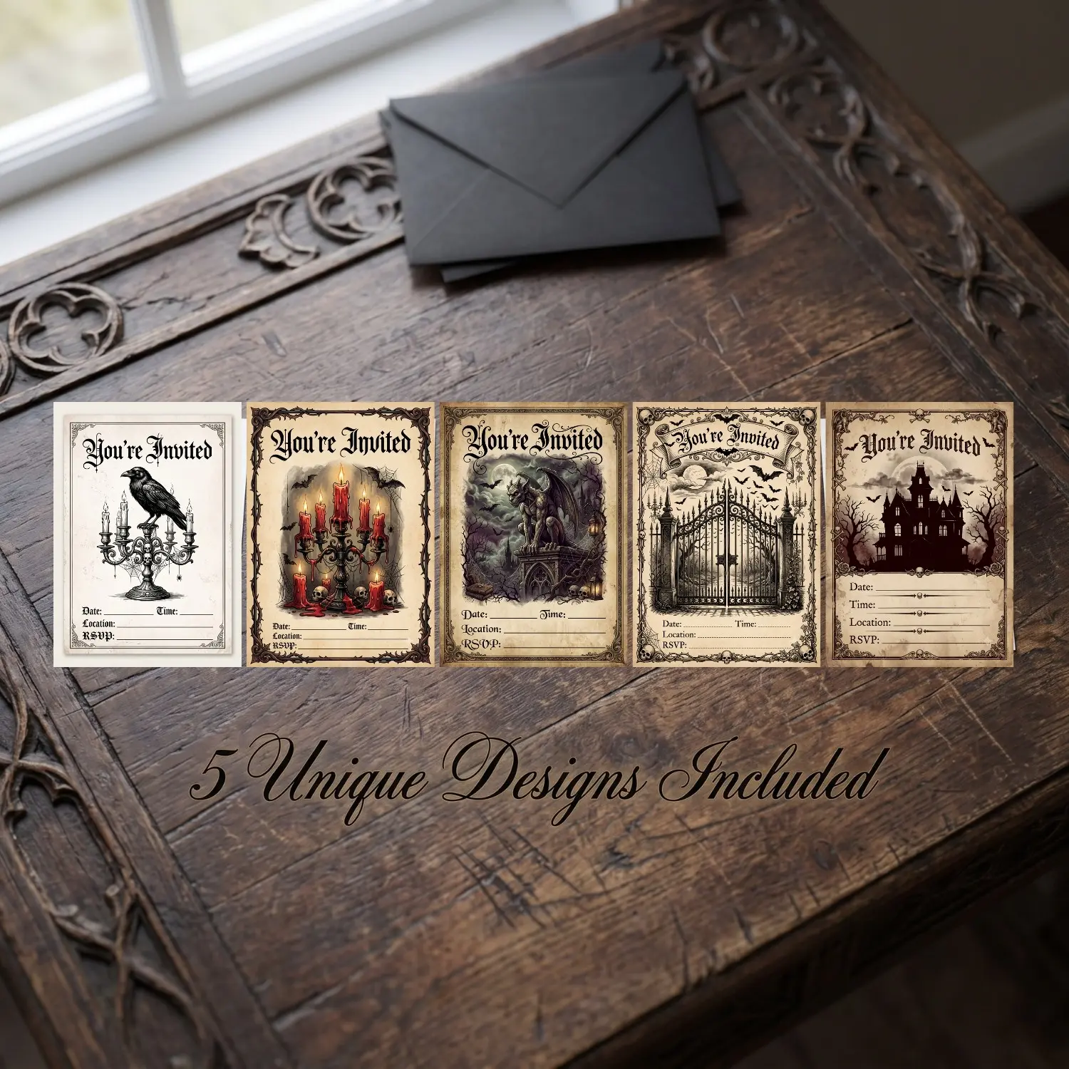 Vintage Gothic Halloween Party Invitations 30 Pack, Spooky Pumpkin & Ghost Decoration Cards, Fall Decor for Festive Celebrations