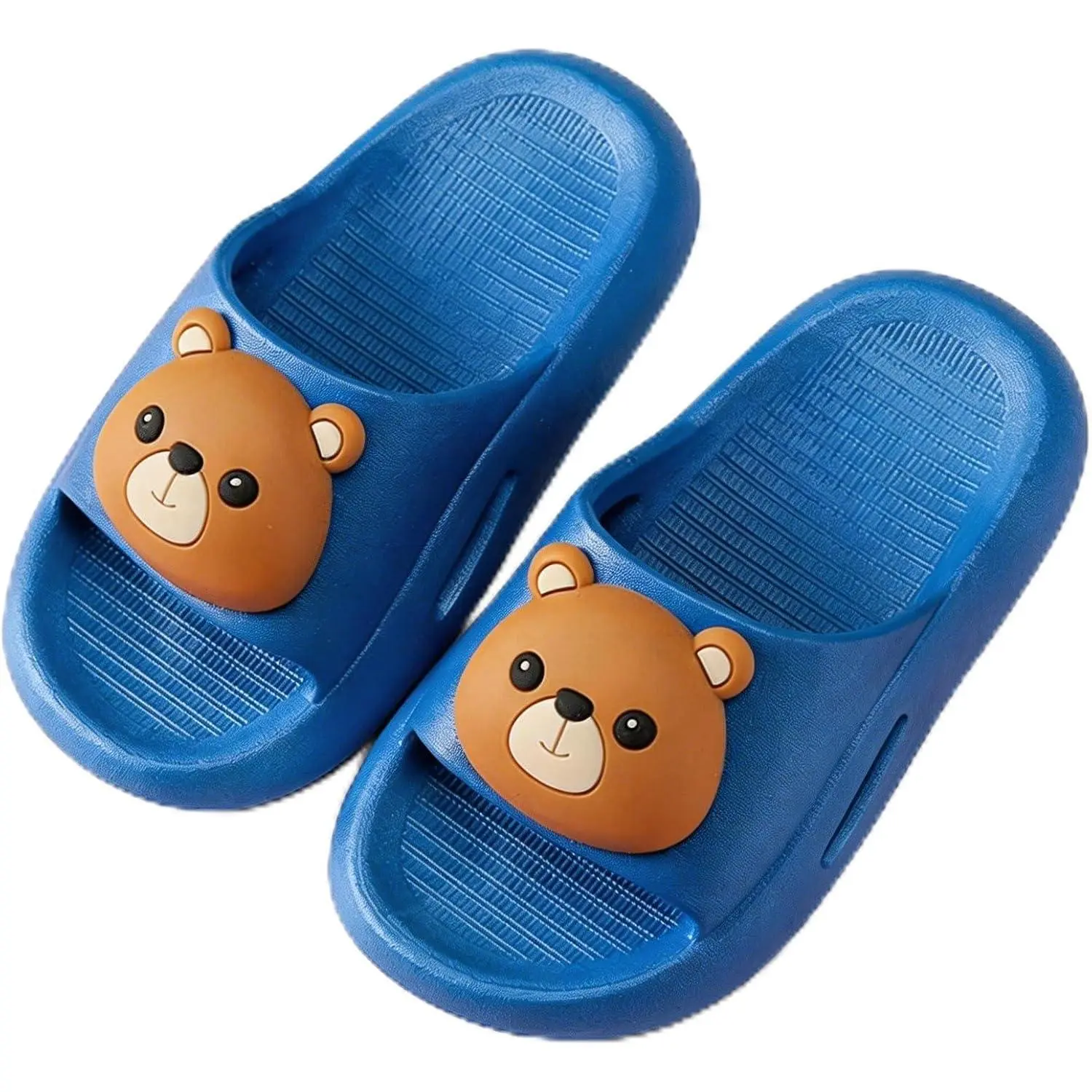 Toddler Slide Sandals, Animal Faces Quick-Drying Shower Safe Slippers for Pool/Beach Use, Comfy Kids Footwear for Boys & Girls, Prop 65 Free