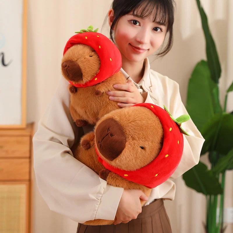 Capybara Plush Toy Simulation Capibara Unicorn Dinosaur Dress Boba Bread Fruit Food Decor Birds Bubble