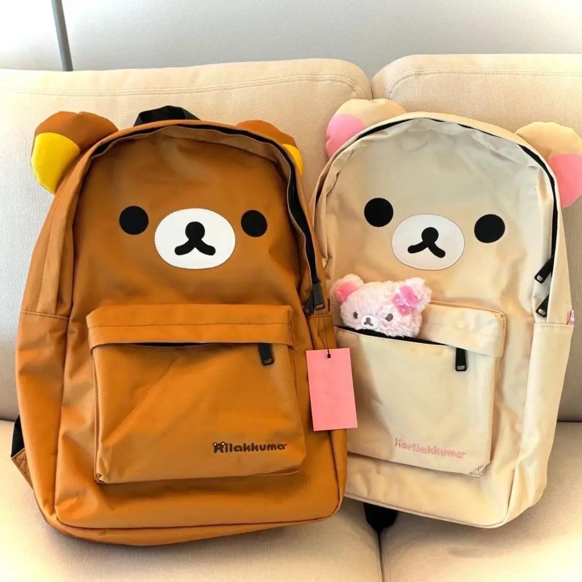 New Rilakkuma Backpack Large Capacity Anime Cartoon Cute Bear Backpack Stylish Student School Bag Nylon Shoulder Bags Schoolbag