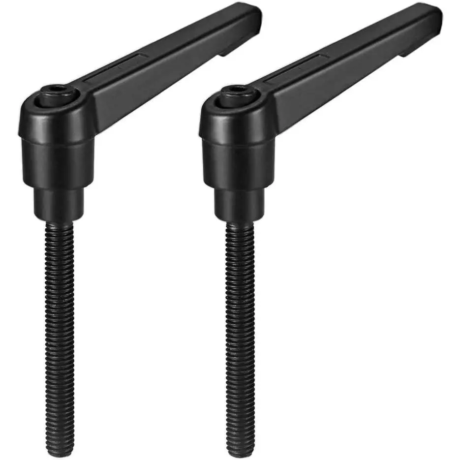 M6 x 40mm Handle Adjustable Clamping Lever Thread Push Button Ratchet Male Threaded Stud Knobs Locking Rotating Screw Handles Quick Release Bolt Black 2 count