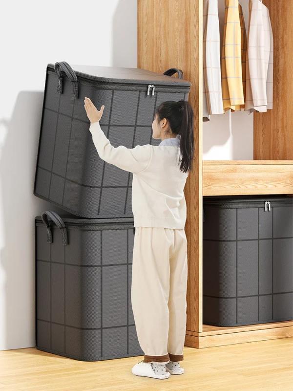 Large Storage Bags for Clothes, Foldable Thick Fabric Blanket Comforter Bags Reinforced HandlesWaterproof Dustproof Containers