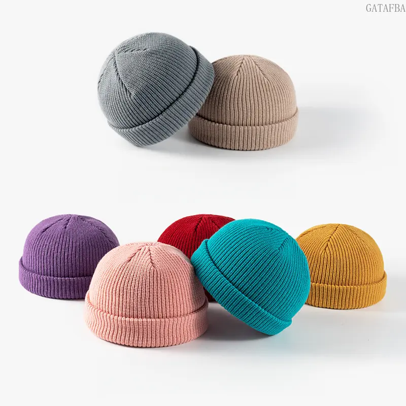 Knit Cuff Beanie, Soft No Cuff Fisherman Hat, Warm Winter Daily Streetwear for Men Women Students