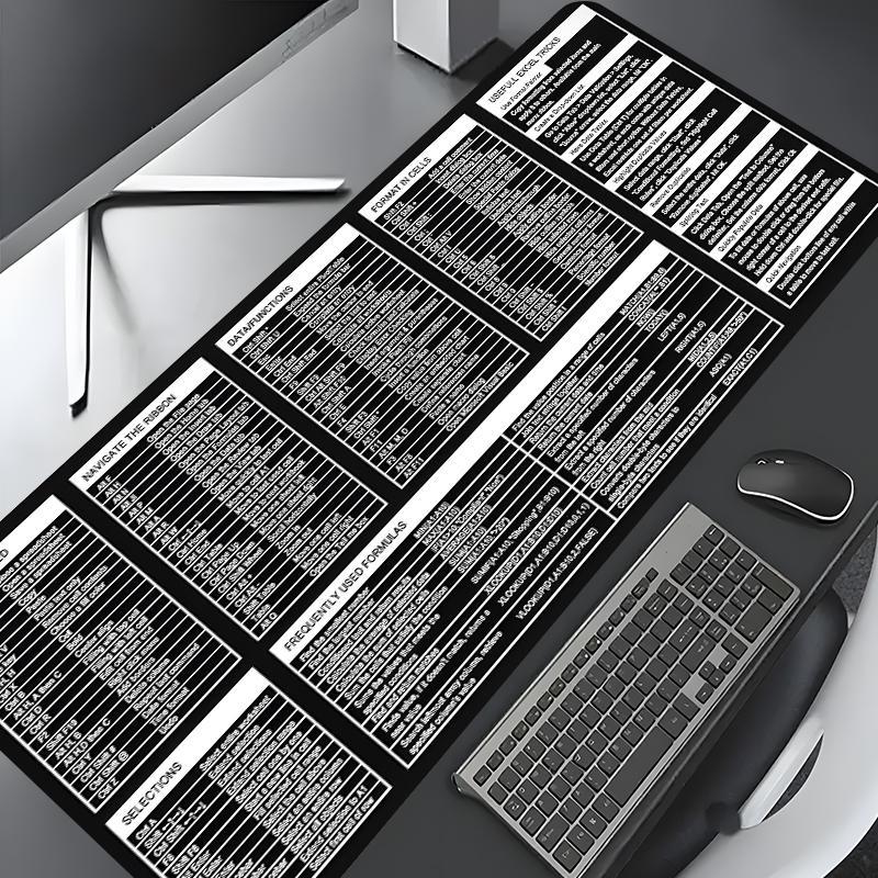 Excel Shortcuts Cheat Sheet Large Gaming Mouse Pad, Multi-size Non-slip Rubber Pad, Desktop Decoration Protection Pad for Laptop, Desktop Computer Games