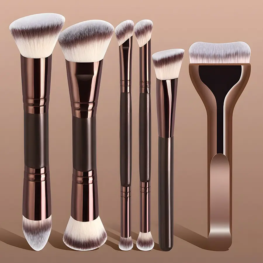 6-Piece Professional & Beginner Makeup Brush Set, Includes Kabuki Brush, Soft Nylon Bristles, Travel-Friendly, Ideal Gift for Women, Makeup Brushes Set