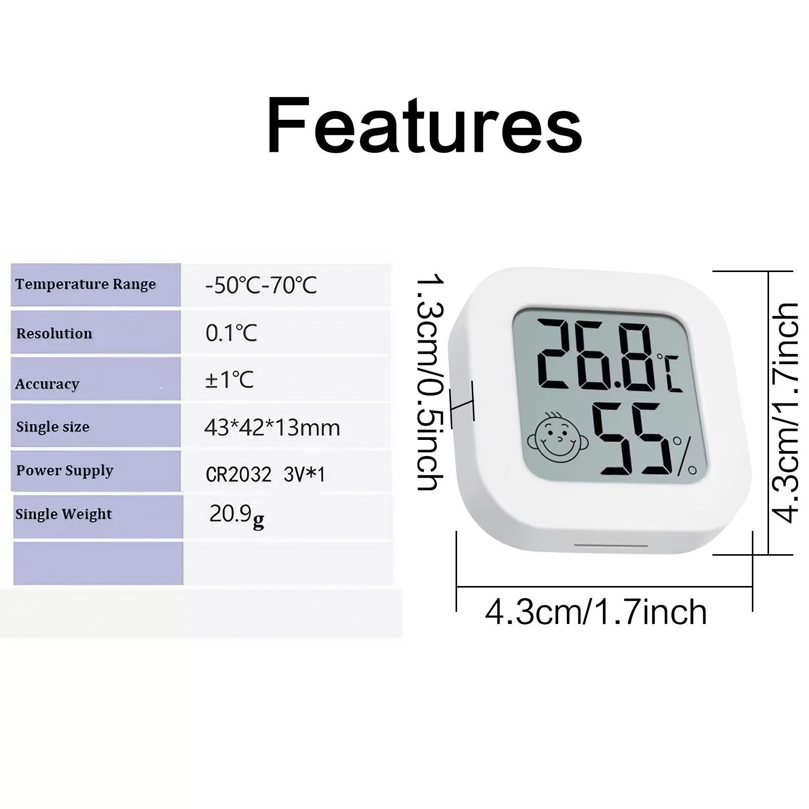 Mini Digital LCD Display Thermometer, 1 Count High Accuracy Temperature Sensor, Batteries Powered Household Humidity Meter, Indoor Temperature Measuring Instrument