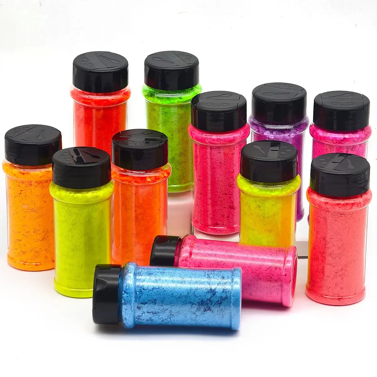 24pcs 2 oz Neon Chunky Glitter Shakers - 24 Mix Colors/Laser Iridescent Mix Fluorescent Sequins, Nail Art Accessories for Glitter Nails, DIY Projects, Crafts