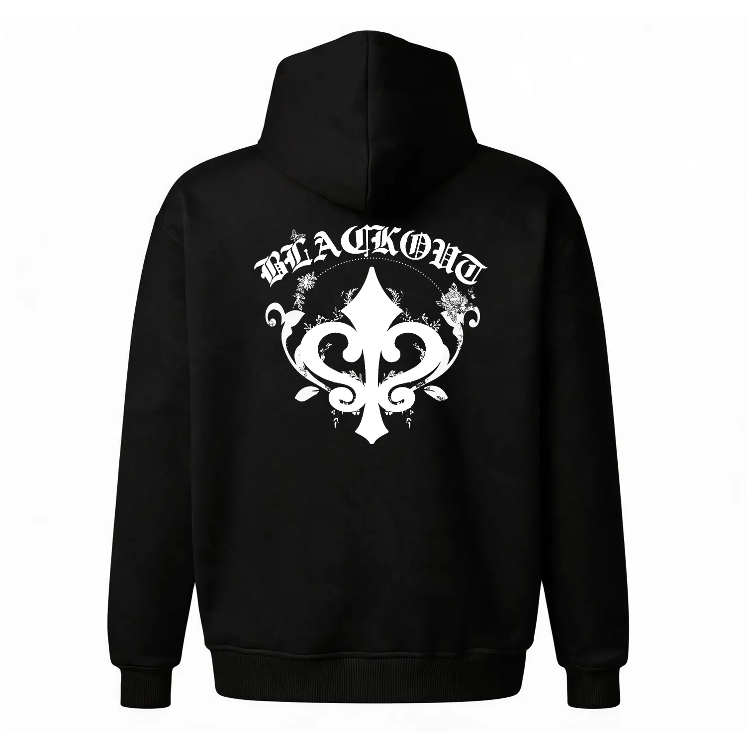 Y2K Hoodie Retro 90s Style Graphic Hoodie, Gothic Blackout Fleur-de-lis Streetwear Hoodie. Unisex Oversized Baggy Fleece Hoodie, Cozy Comfortable Life Hoodie & Casual Loungewear. Cheap Everyday Wear, Versatile Comfy Outfit Birthday Gift Hoodie for Him/Her