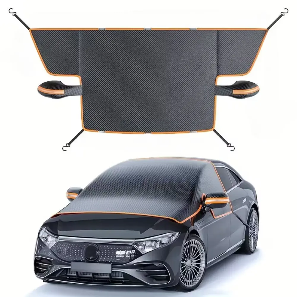 Universal Magnetic Oxford Fabric Windshield Snow Ice Cover, Dual Sun & Snow Shield with Uv Protection and Anti-freeze Performance, Compatible with Most Cars and Suvs, Simple To Mount and Fold Up for Space-saving Storage