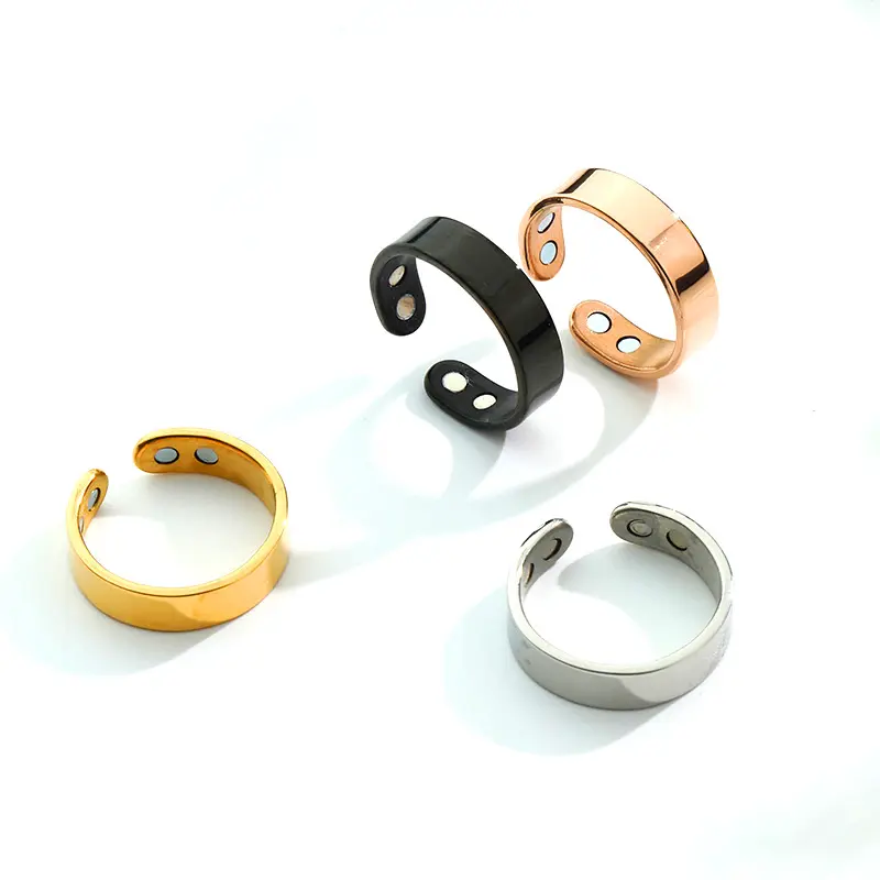 Minimalist Open Cuff Ring in Stainless Steel, Adjustable Size with Magnetic Close, Sleek Unisex Wear for Daily Stack, Cuff Shape