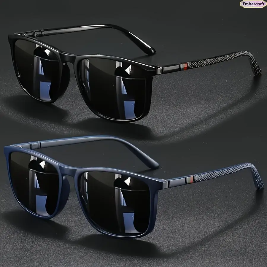 2-Pack Retro Futuristic Square Sunglasses for Women and Men, Trendy Y2K Fashion Shades for Driving, Vacation, Outdoor Cycling, Sports, Streetwear and All-Season Gift