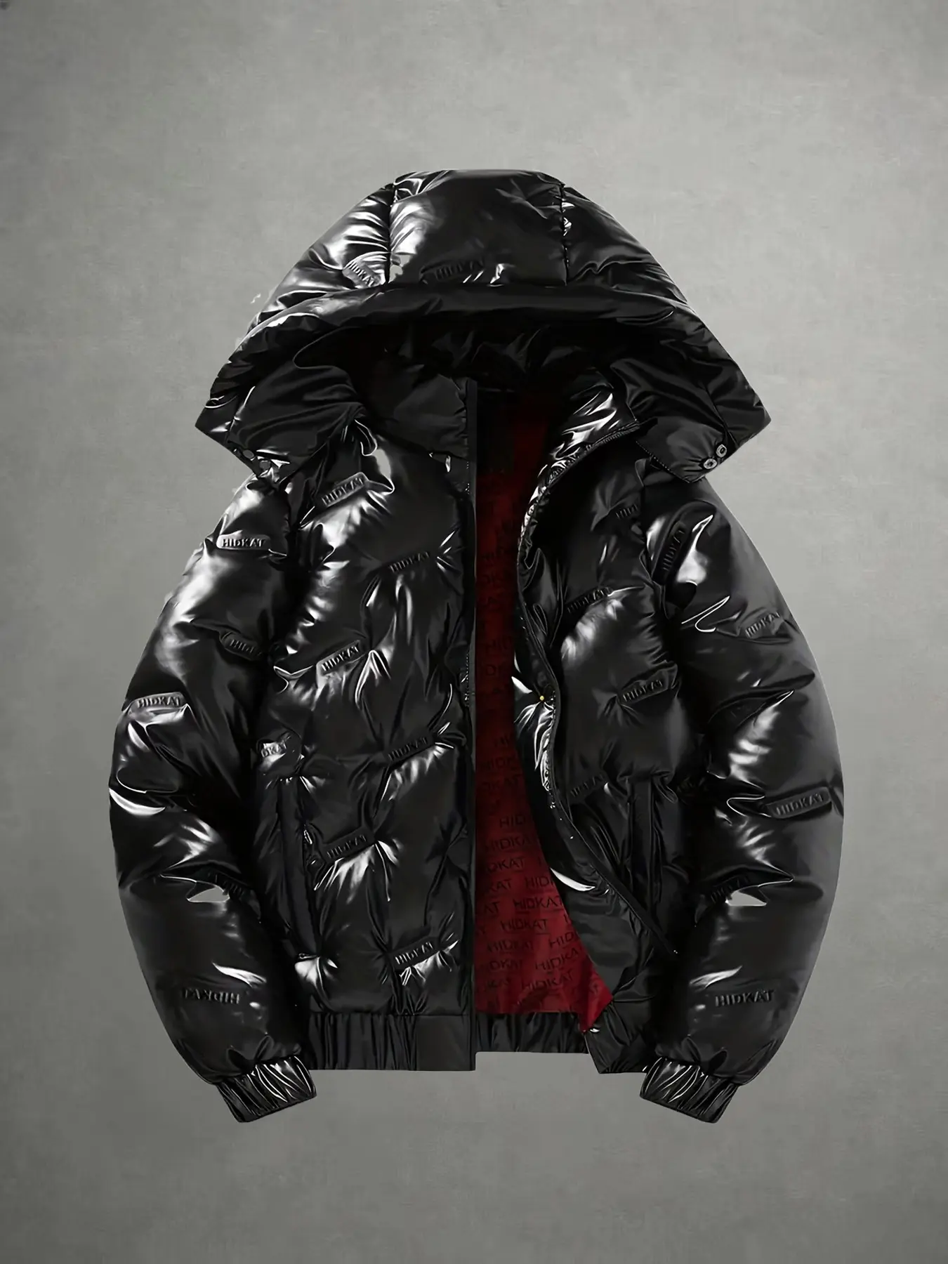 Men's Glossy Hooded Puffer Jacket, Thick Quilted Windproof Warm Coat, Loose Street Style Winter Commute Casual Cold Weather Outerwear