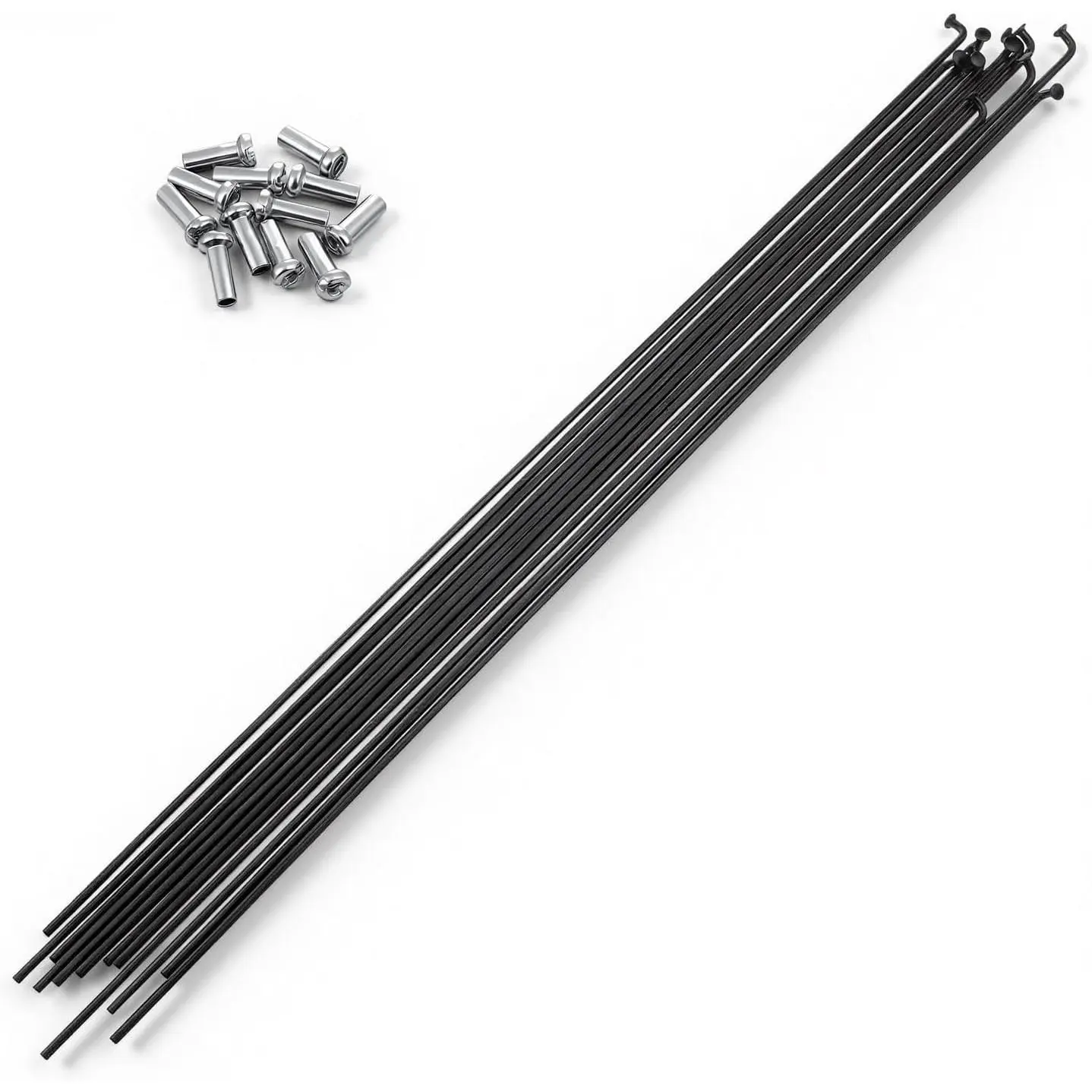 12 count 290mm/11.4inch Stainless Steel Spokes Mountain /Road  Steel 14G Spokes Black with 12mm Nipples