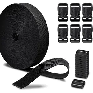 Buckles Straps Set:6 Pack Quick Release Buckles+10 Yard Webbing Straps+12 Pcs Tri-Glide Sliders
