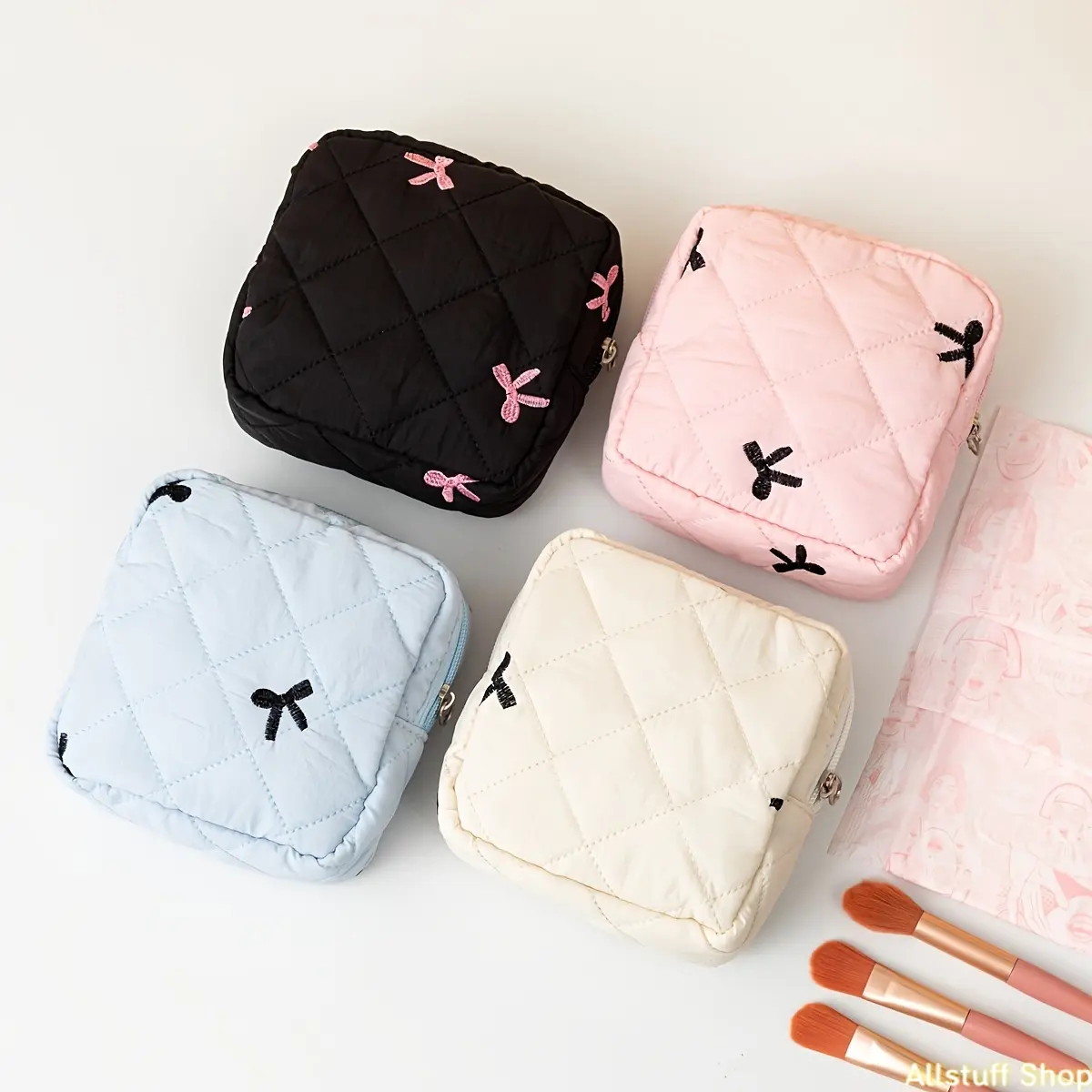 Butterfly Bow Ladies Storage Bag, Girls' Menstrual Period Butterfly Design Sanitary Pad and Towel Organizer Pouch, Lightweight Zippered Storage Bag for Essential Dorm Accessories tiktokshopbacktoschool