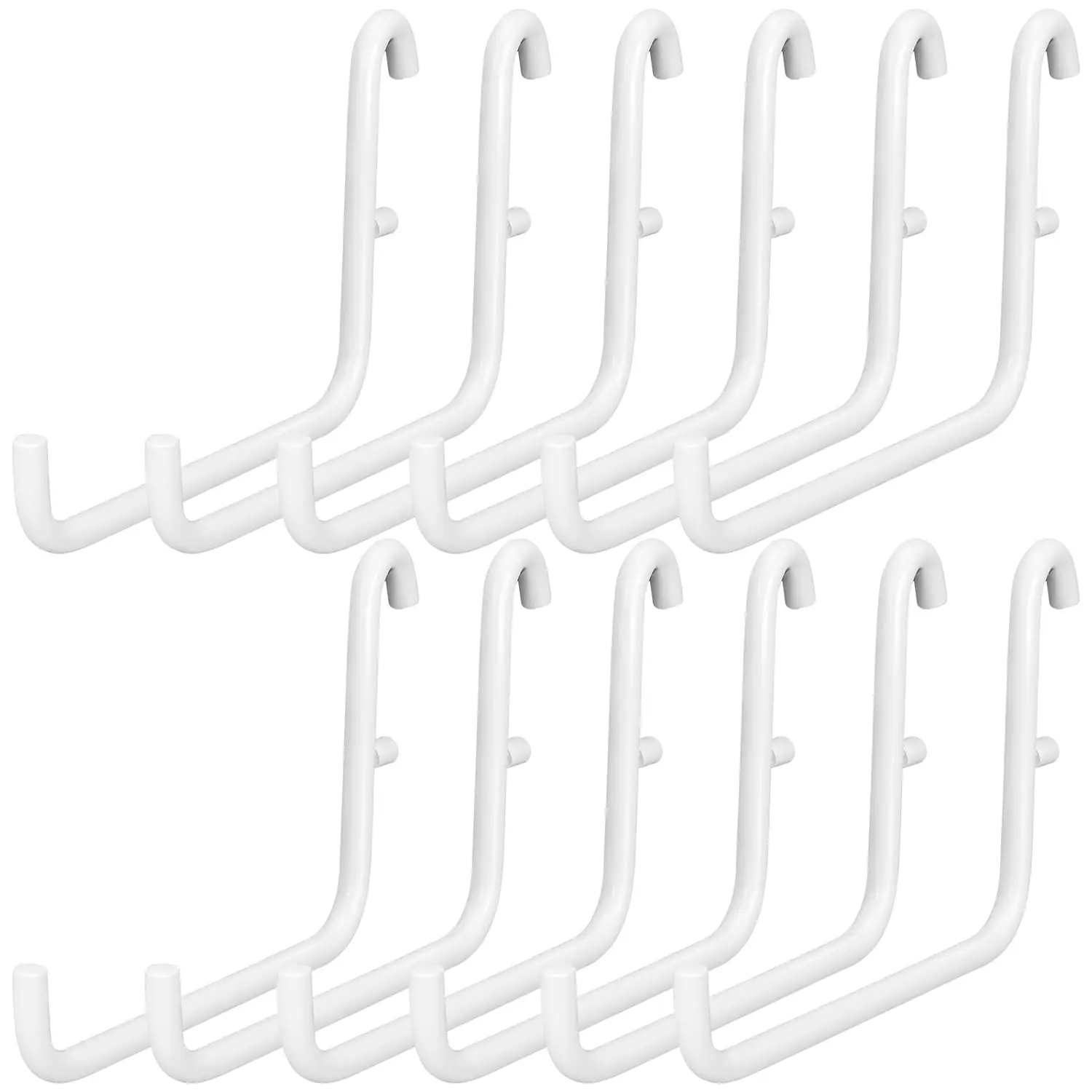 12 count Pegboard Hooks, 6 x 9.5 Centimeters, White Pegboard Accessories Compatible with IKEA/Skadis Long Metal Storage Hooks for  Office Indoor Tool