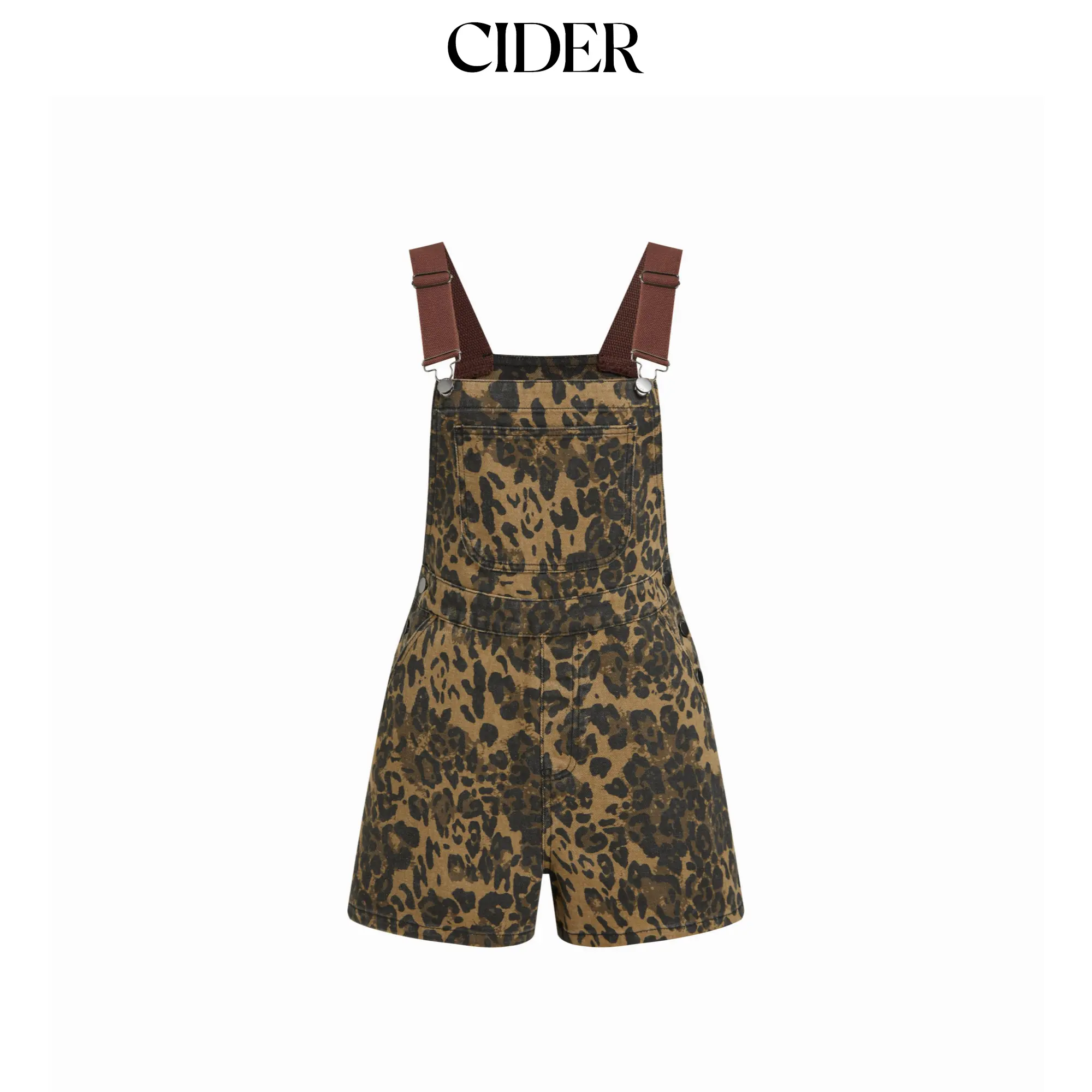 Cider Denim Leopard Overalls With Adjustable Straps Cider Denim Leopard Overalls With Adjustable Straps