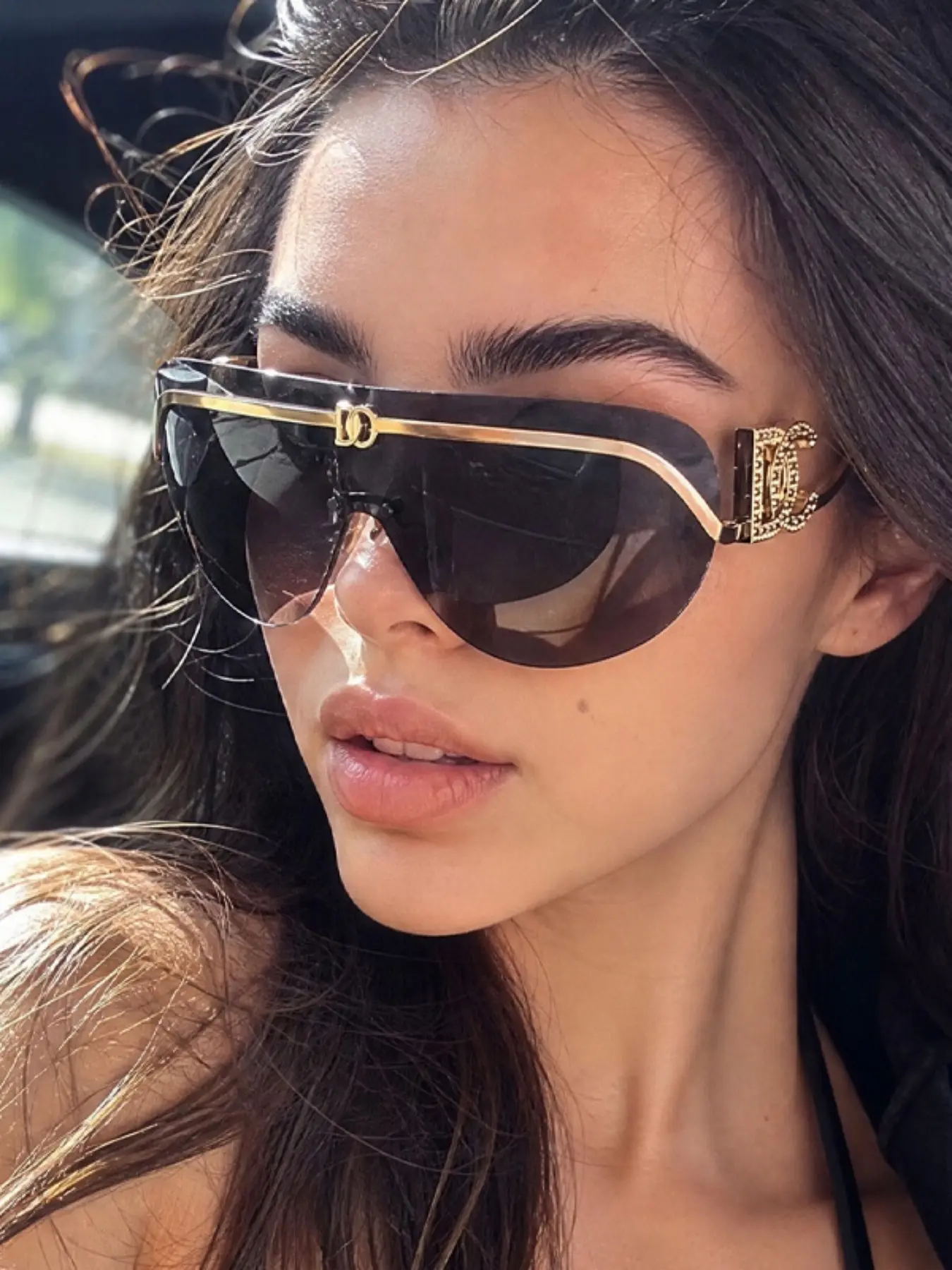 Trendy Letter Metal Temple Sunglasses, European and American Style, Unique Fashion Sun Glasses, Stylish UV Protection Eyewear