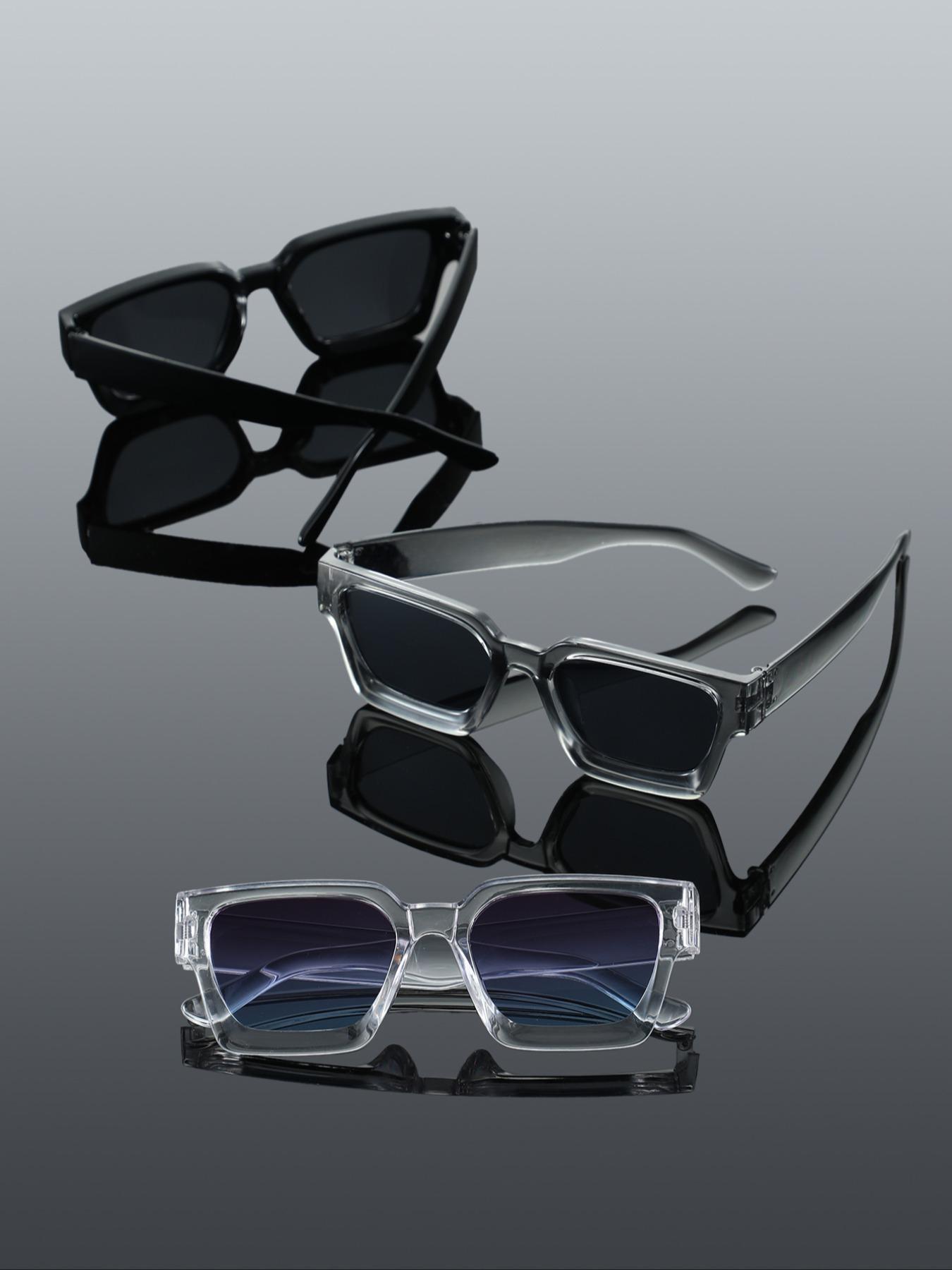 Men's Fashionable Tinted Lens Sunglasses, Trendy Casual Rectangle Frame Sunglasses for Everyday Use, Fashion Accessories for Outdoor Activities, Fashionable Frames Sunglasses