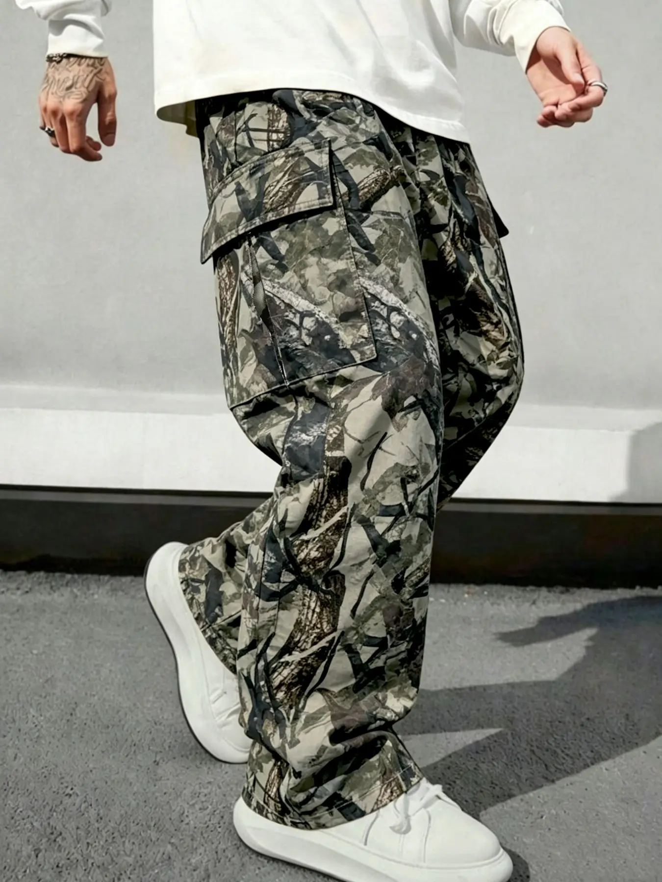 Men's Camo Straight Leg Loose Work Casual Jeans, Fatigue Pants, Camouflage, Camo Pattern, Fashion Comfortable Long Pants, All Season Versatile, Ideal Gift for Husband, Boyfriend