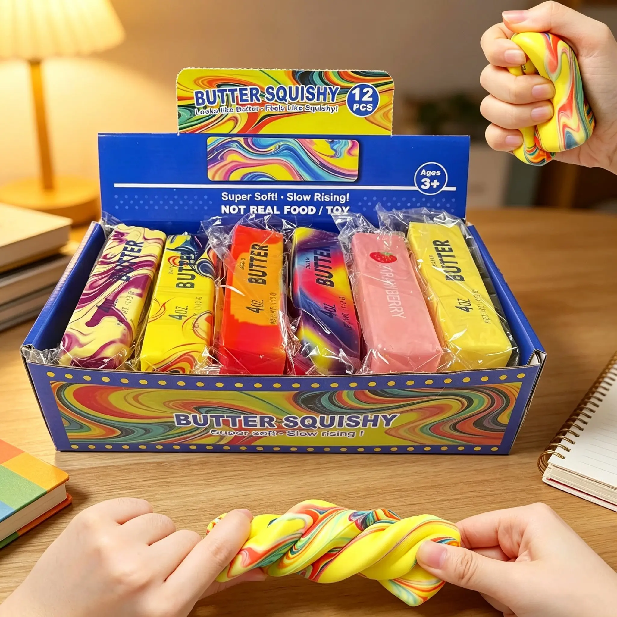 12pcs Slow Rising Butter Squishy, Squishies Butter Squeeze Toys Pack Squishy Set Sensory Stress Relief Soft & Stretchy Fidget Toy for Party Favors Squishy Butter, Boxed