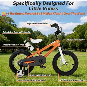 12 Inches Kids Bike with Removable Training Wheels and Adjustable Seatfor 3-8 Years Old Black-12 inches