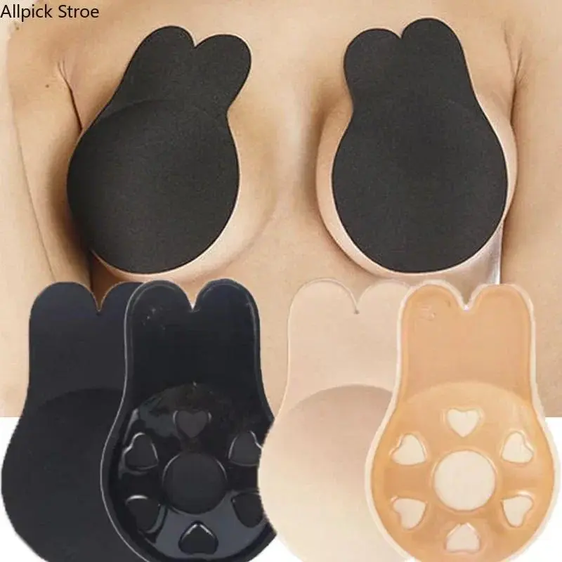 Viral Bunny Ear Lift Bra Pasties 2 Pack Strong Adhesive No Irritation Bio Glue Skin Safe Nipple Covers for Party Clubwear Dance Events