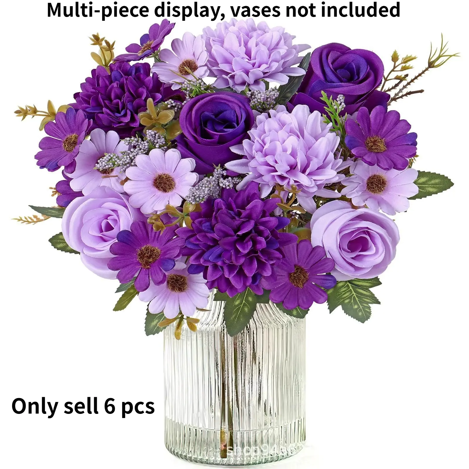 6pcs Handheld Bouquets Artificial Flowers, Elegant Floral Arrangements for Wedding Centerpieces, Home Decor, Valentine's Day, Parties
