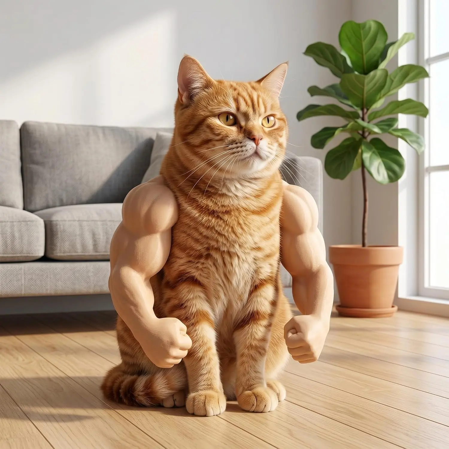 3D Printed Cat Muscle Arms Neck Collar Accessory, 3D Print Funny Buff Arms for Small Puppy Kitten, Ultra Light Comfortable Halloween Cosplay Outfit to Make Viral Pet Pictures