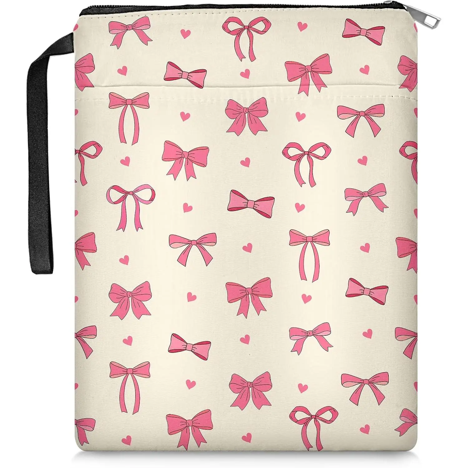 Bow Book Sleeve with Zipper, Book Sleeve Gifts for Book Lovers, Book Cover for Girls Women, Book Covers for Paperbacks, Gifts for Birthday 11.2x8.3 inch