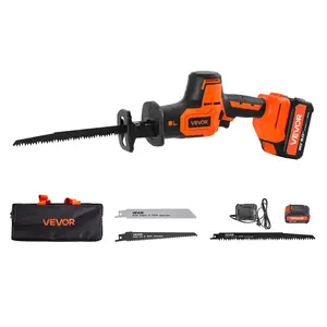 VEVOR Cordless Reciprocating Saw, 20V, 3000 SPM Variable Speed, 1in Stroke Length, 0.315in Cut Capacity, with Batteries, Charger, Hex Key, 8 Blades, Carrying Bag, 15.35x6.69x3.07in, for Wood & Metal Cutting