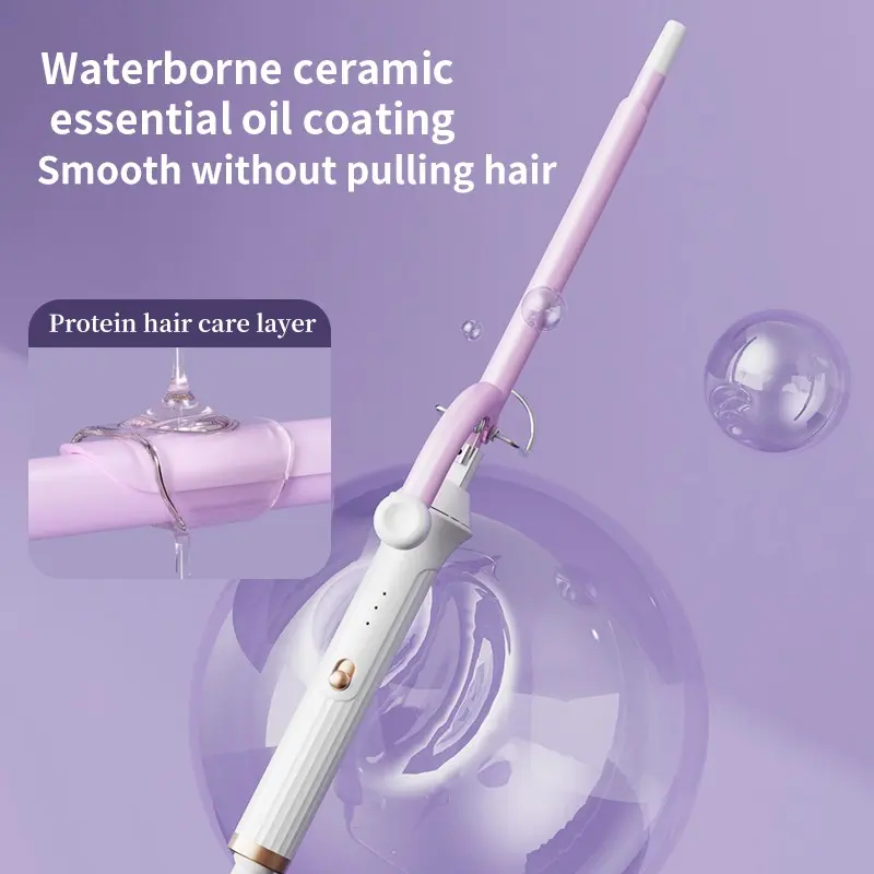 9mm Wool Curler, curling iron,Fluffy Wool Roll, Ceramic Oil Coating, Smooth Hair Care, Smart 3-Temperature Control, Easy Slide Lock Operation,B Perfect for Travel, Parties, Dates