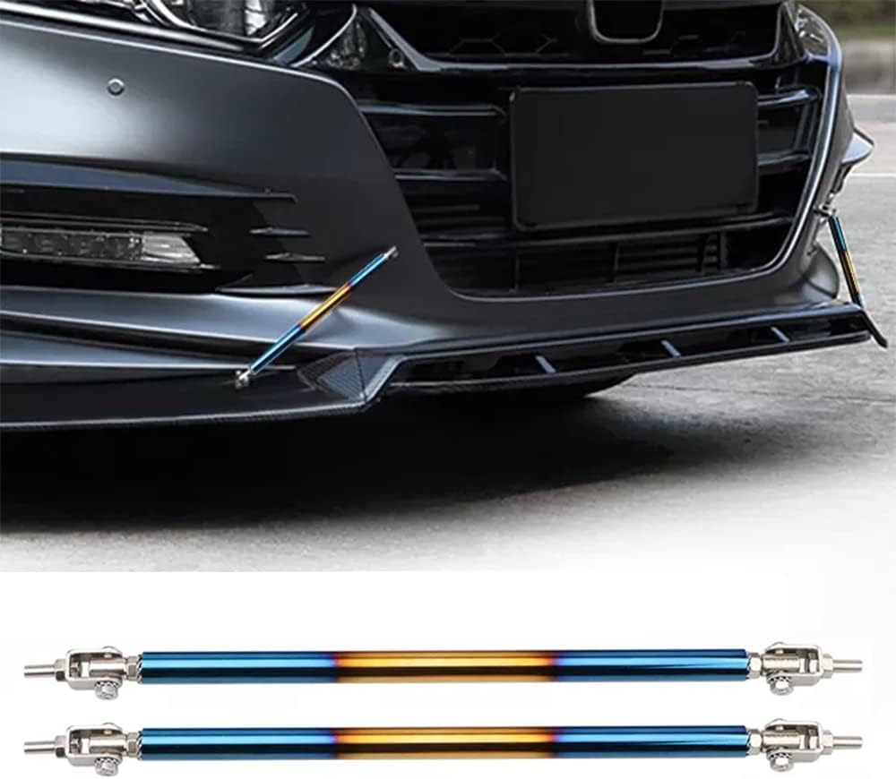 2 count  Adjustable Burnt Blue 7.87"-13" Front Lip Strut Rod Bumper Splitter Universal Tie Support Bars