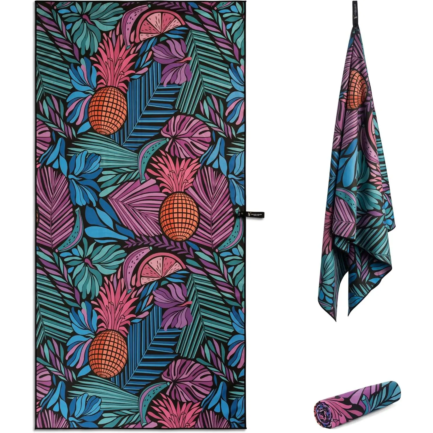 Travel Towel – Packable, Lightweight, Quick-Dry, Fade Resistant, Sand-Repellent – Soft Microfiber Towel for Travel, Backpacking, Beach, Pool, Outdoors – Double-Sided Print – 60” x 30”