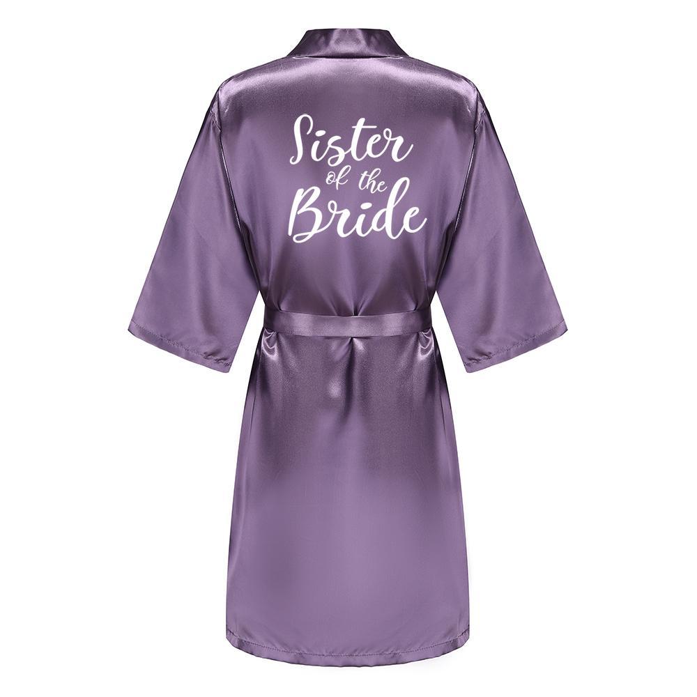 Wedding Bride Bridesmaid Robe Dressing Gown Women Bathrobe Nightgown Short Sleepwear Mother Maid of Honor Kimono