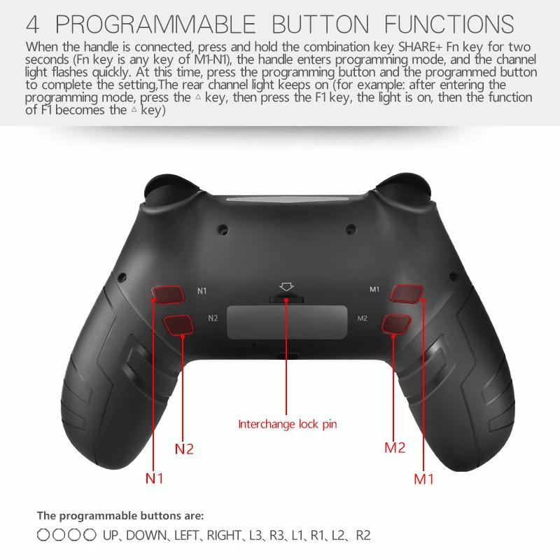 Wireless Pro Controller for PS4 PS3 PC Android TV Bluetooth Gamepad with Dual Vibration Ergonomic Design Rechargeable Lithium Battery