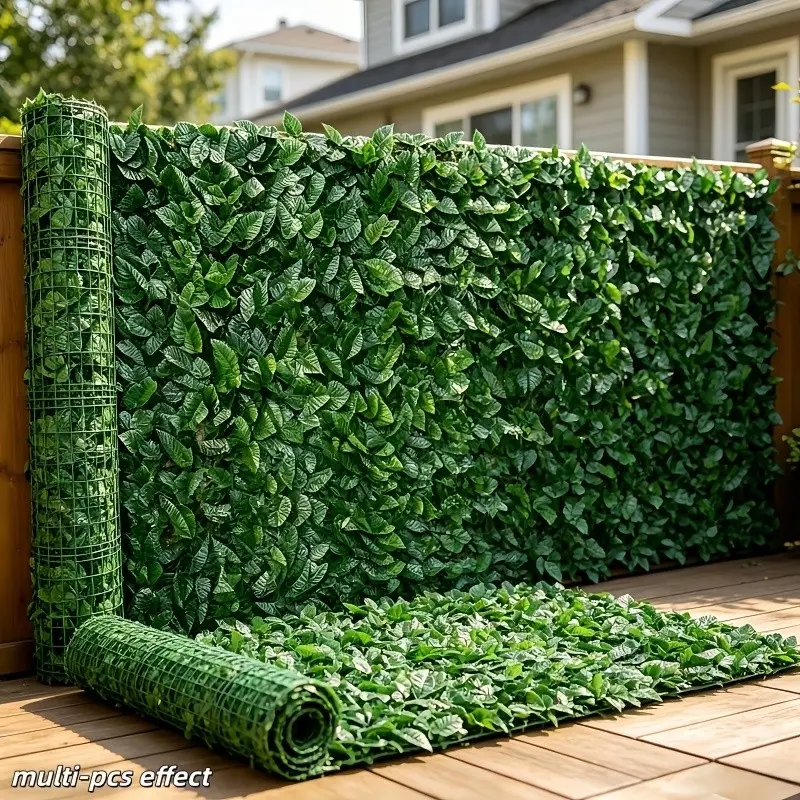Total Length 119 Inches = 3pcs Artificial Evergreen Plant Wall, UV-resistant and Fade-proof Artificial Turf Plastic Fence Backdrop Wall, Balcony and Courtyard Privacy Screen, Indoor/outdoor Wall Decor Artificial Green Plant Wall, Sun-proof