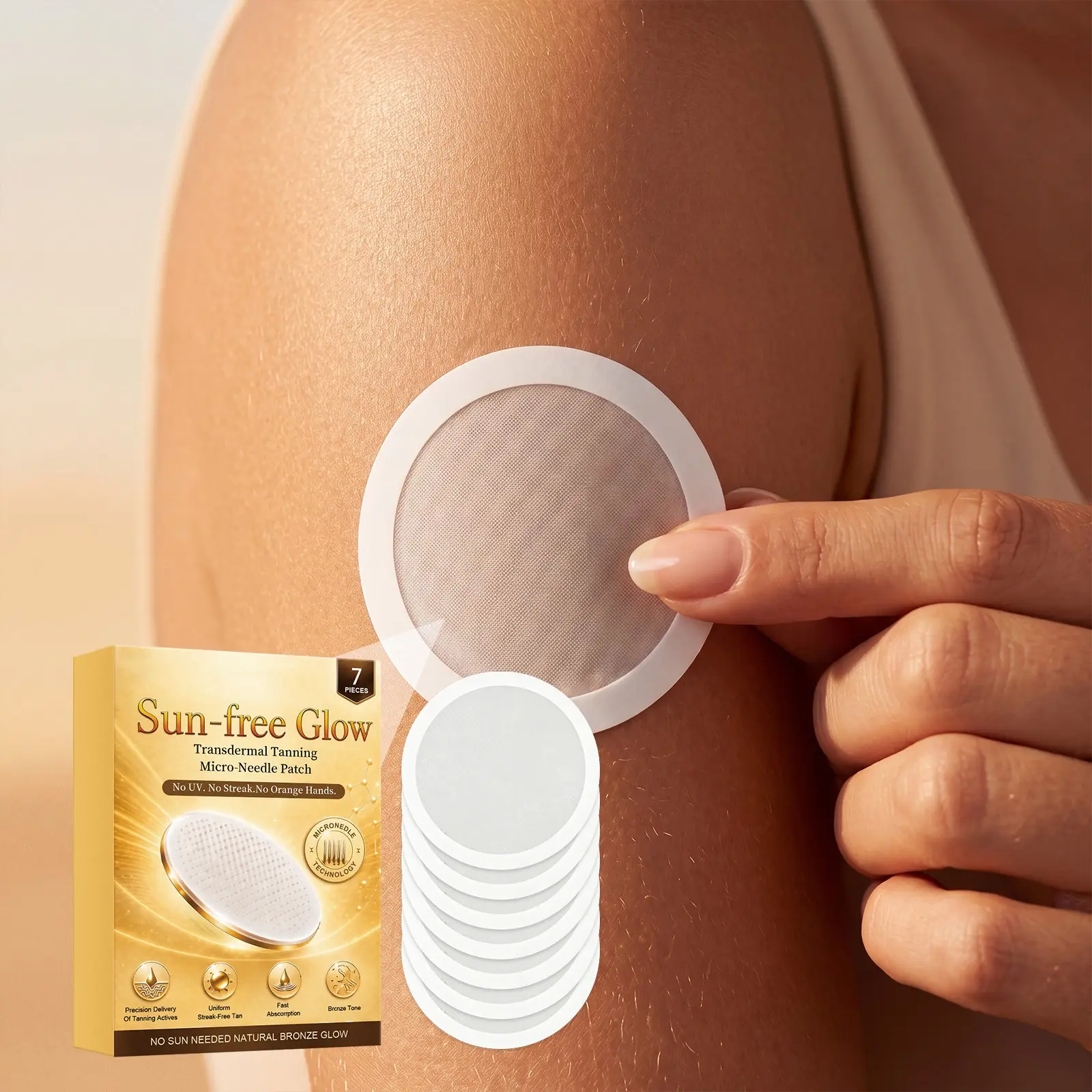 3-Pack Body Skin Darkening Care Patches, Sunless Summer Bronzing, Lightweight Breathable Adhesive, Glossy Bronze Tone, Sunless Tanning Glow